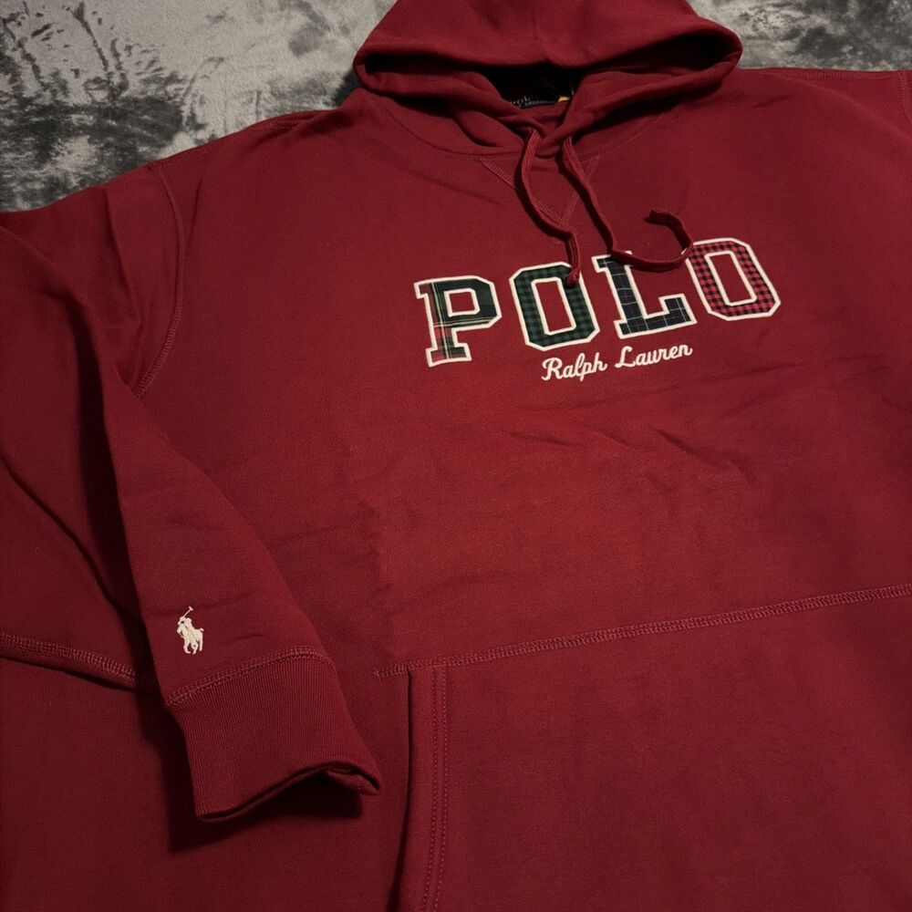 4XLT Polo Ralph Lauren Plaid Logo Graphic Hoodie (a Little Darker In Person) - Picture 7 of 10